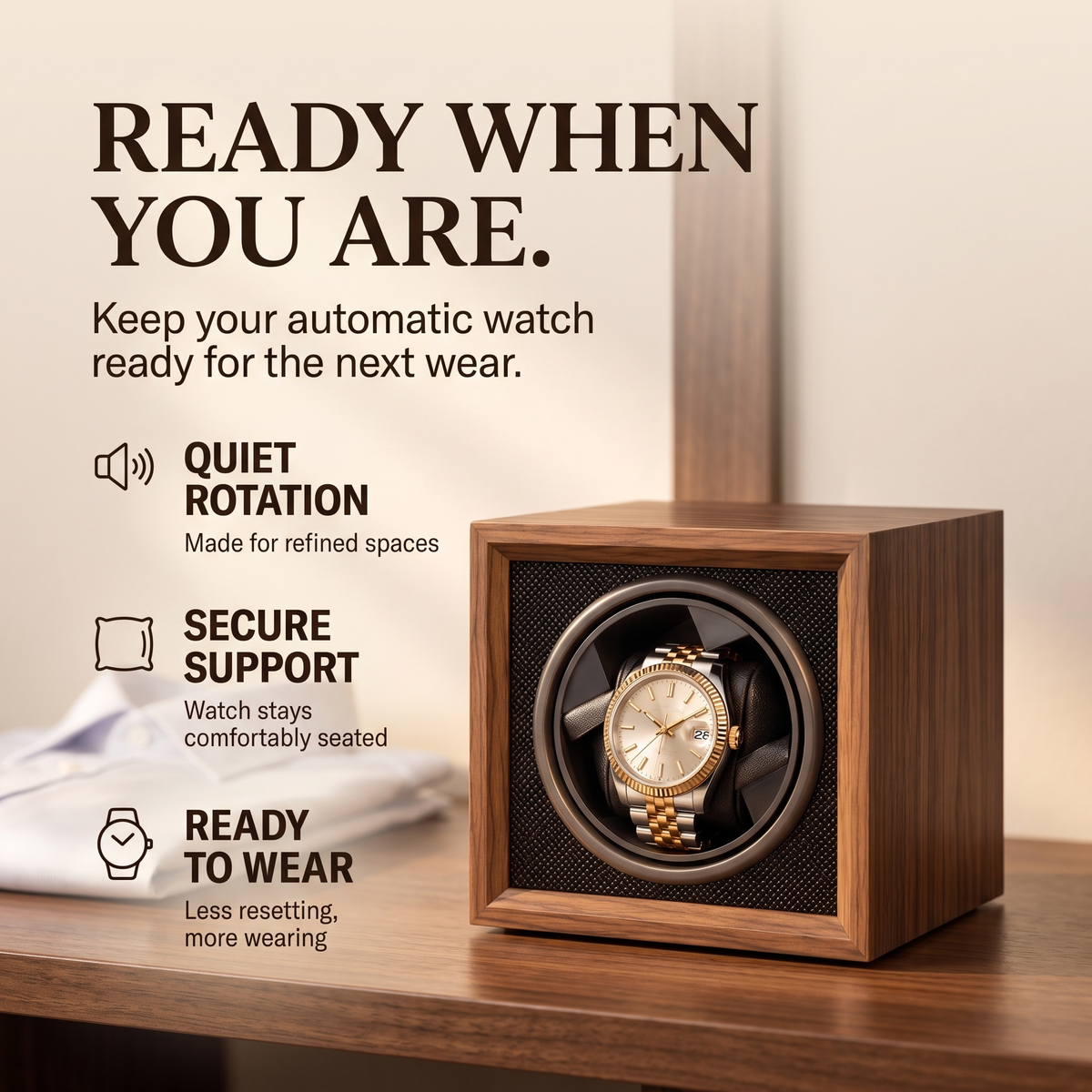 Wachford™ Automatic Watch Winder — Premium Walnut Edition