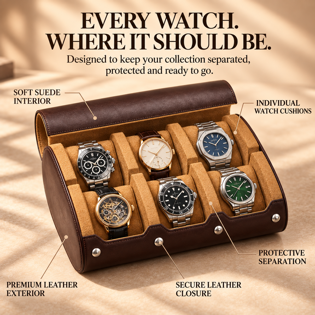 Wachford™ Personalized Leather Watch Case