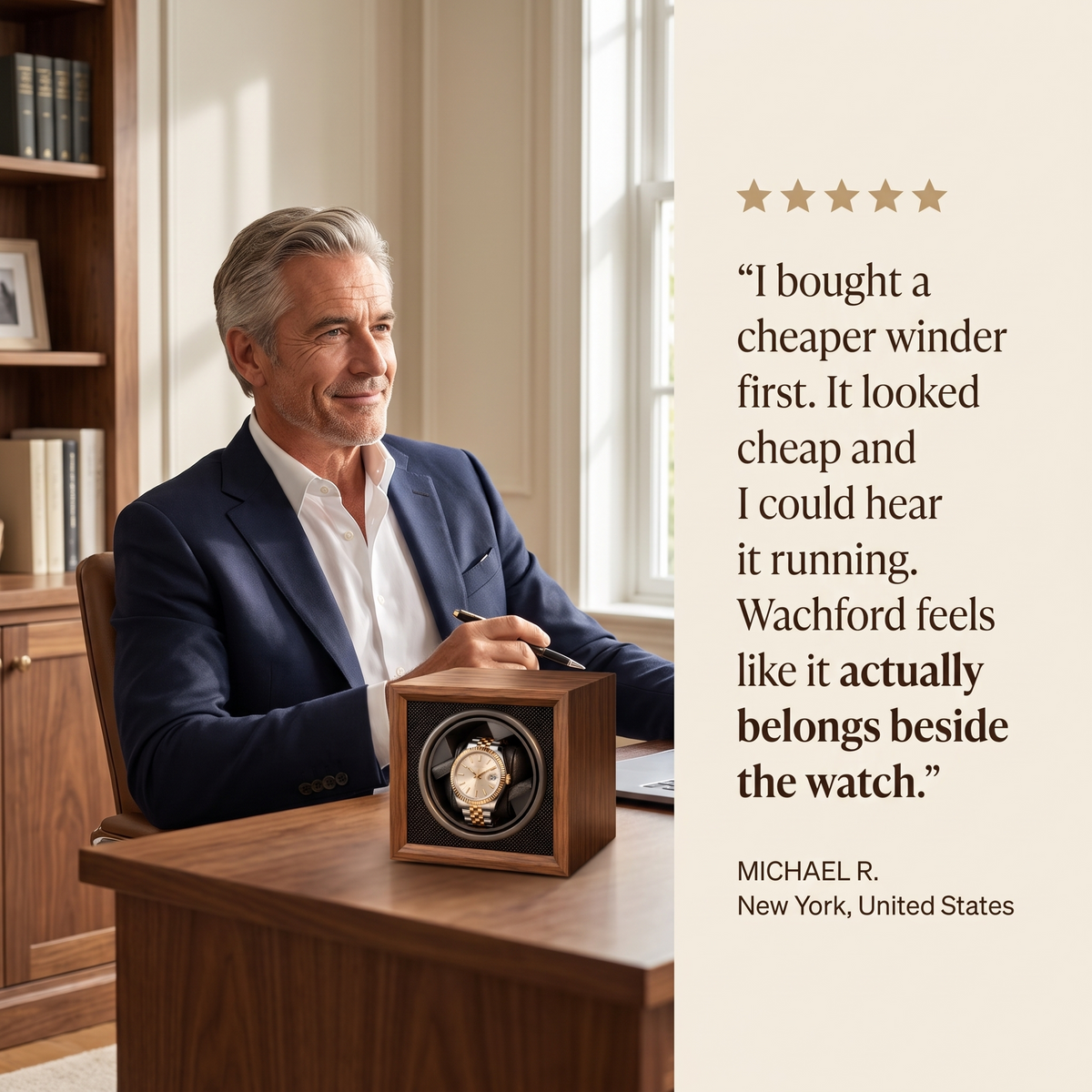 Wachford™ Automatic Watch Winder — Premium Walnut Edition