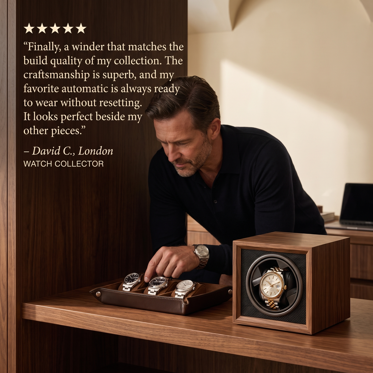 Wachford™ Automatic Watch Winder — Premium Walnut Edition